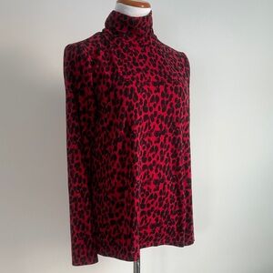 Banana Republic Red and Black Animal Print Top